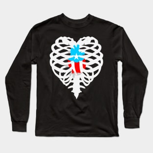 Puerto Rican Flag Heart X-Ray Long Sleeve T-Shirt